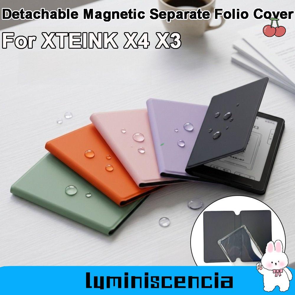 LUMINESCIA EBook Reader, แม่เหล็กที่ถอดออกได้แยกรอยขีดข่วนและฝาครอบป้องกันกันน้ํา, ฝาครอบตกแต่งพื้นผิวหนัง PU สําหรับ XTEINK X4 X3 การป้องกันเครื่องอ่าน