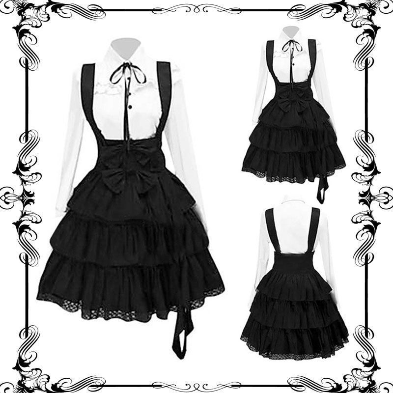 Retro Lolita Cos Dress Gothic กระโปรงยาวลูกไม้/Uec