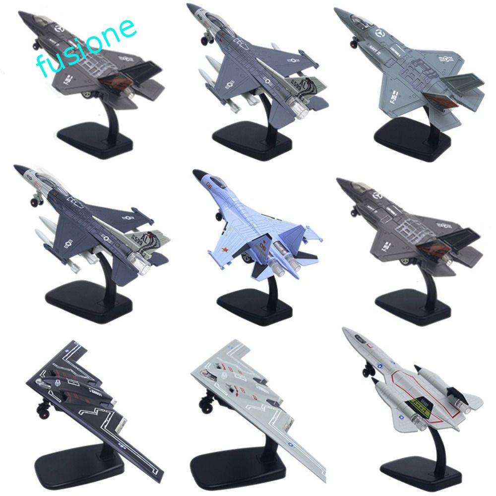 FUSIONEDGE Aviao เครื่องบิน, Pullback & Go Diecast Fighter เครื่องบินของเล่น,ตกแต่งโต๊ะ F16 F22 F35 