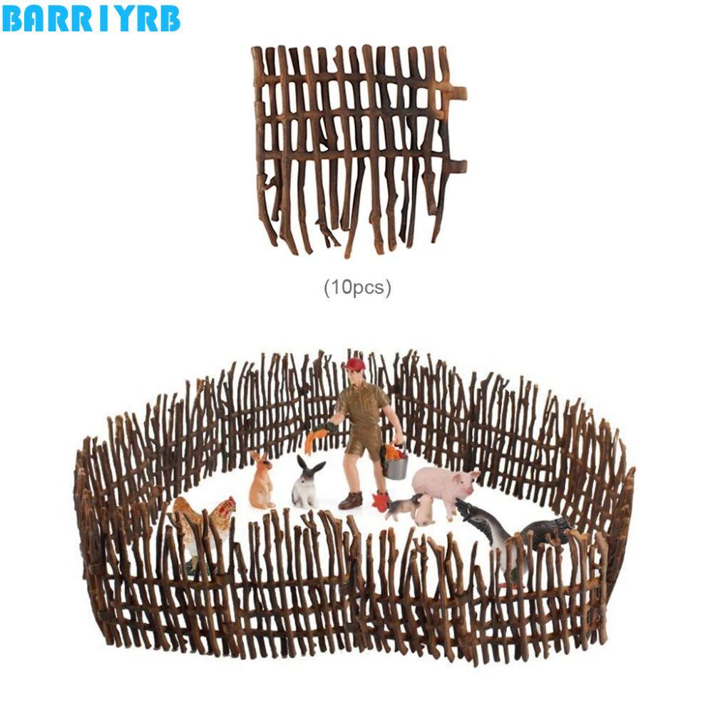 BARR1YRB จําลองฟาร์ม Ranch DIY รั้ว, DIY ฟาร์มจําลองรั้ว Ranch, Mini Garden Decor รั้วอุปกรณ์เสริม M