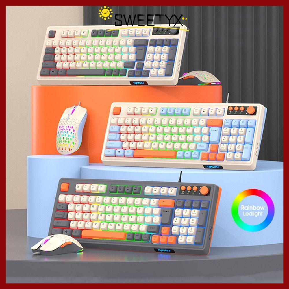แป้นพิมพ์ SWEETYX RAIKU T98, เมาส์คีย์บอร์ดแบ็คไลท์ส่องสว่าง, การเชื่อมต่อ USB สีสีรุ้งสําหรับเล่นเก