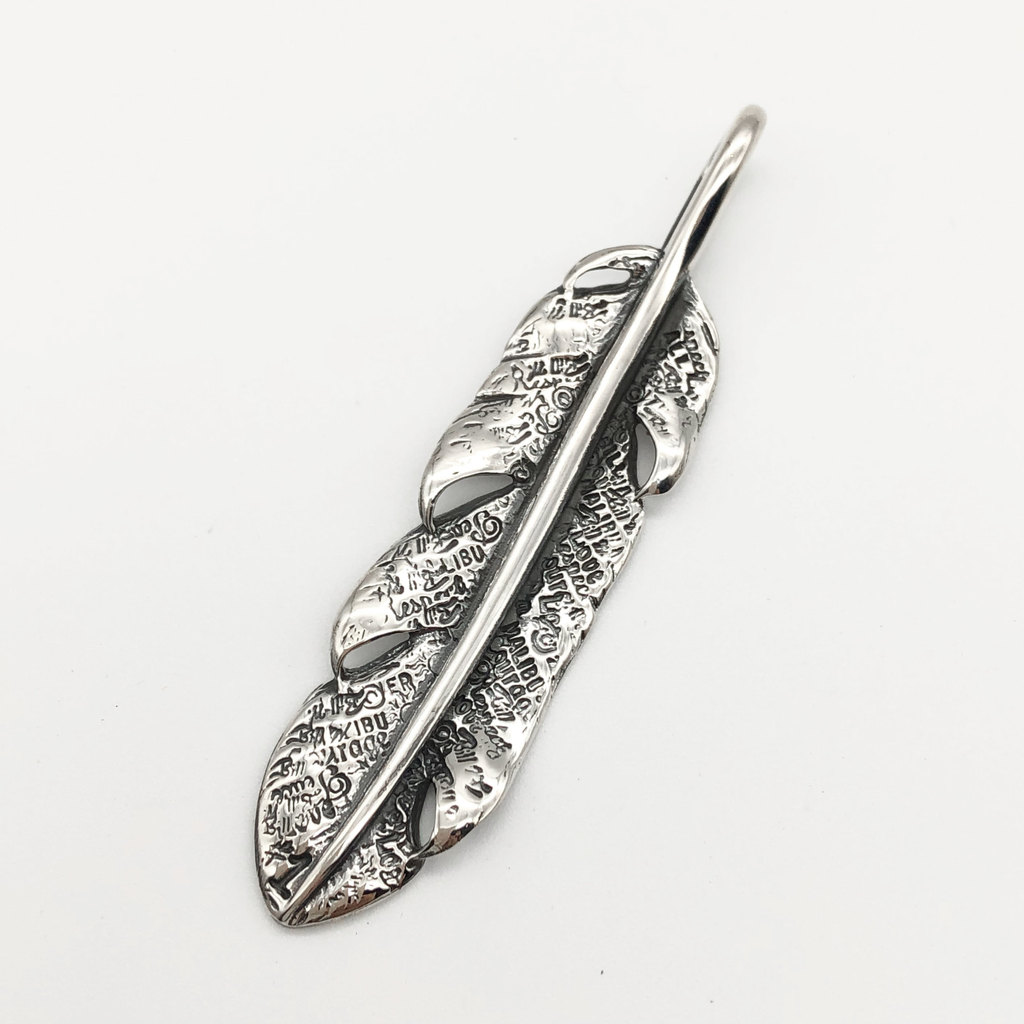 BWL Graffiti Feather จี้ 925 สร้อยคอเงินผู้ชายอินเทรนด์ผู้หญิงสไตล์สามารถแกะสลักของขวัญ