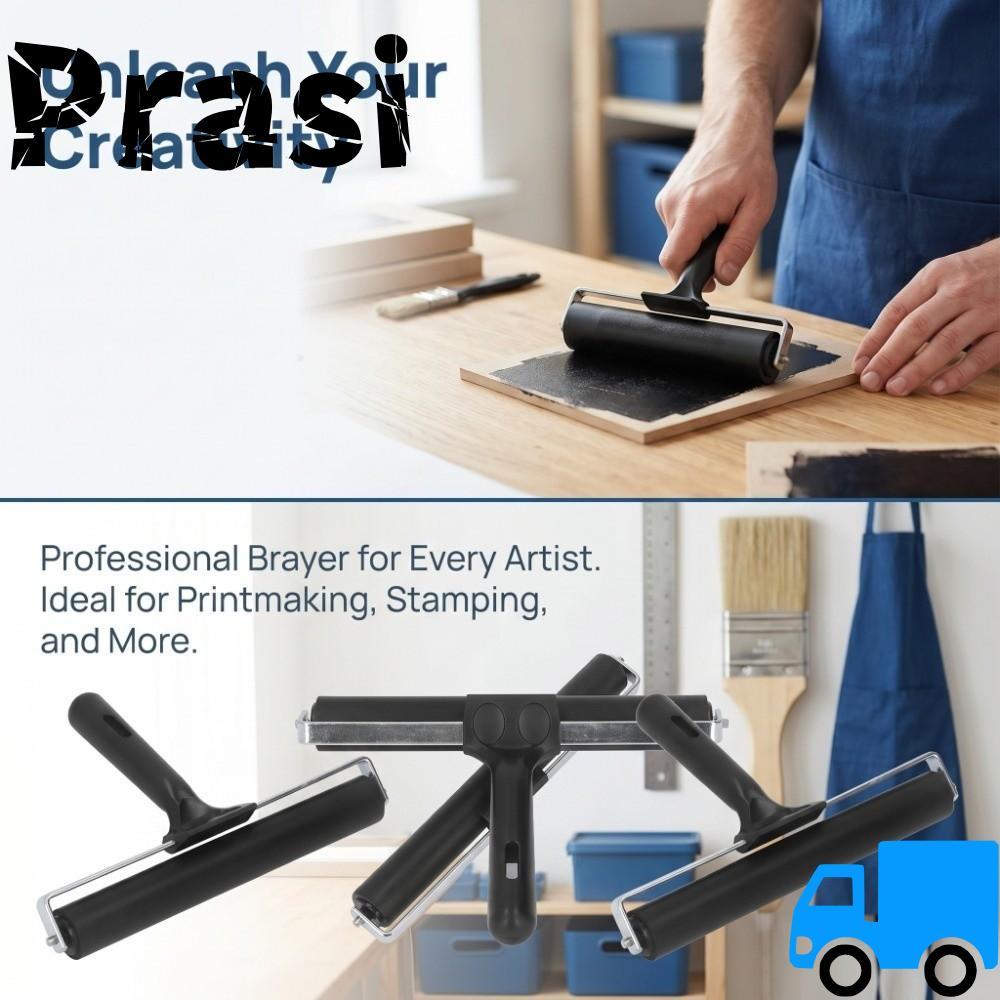 PRASI Brayer Roller, สีดํายางนุ่มพิมพ์ Roller, ครอบคลุมกว้าง 20 ซม. Smooth Solid Printing Ink Roller