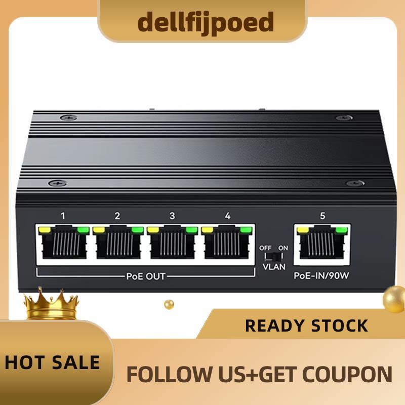 delfijpoedNew อุตสาหกรรม 4 พอร์ต Gigabit POE Repeater 4 พอร์ต PoE Extender 1000Mbps อลูมิเนียม DIN R