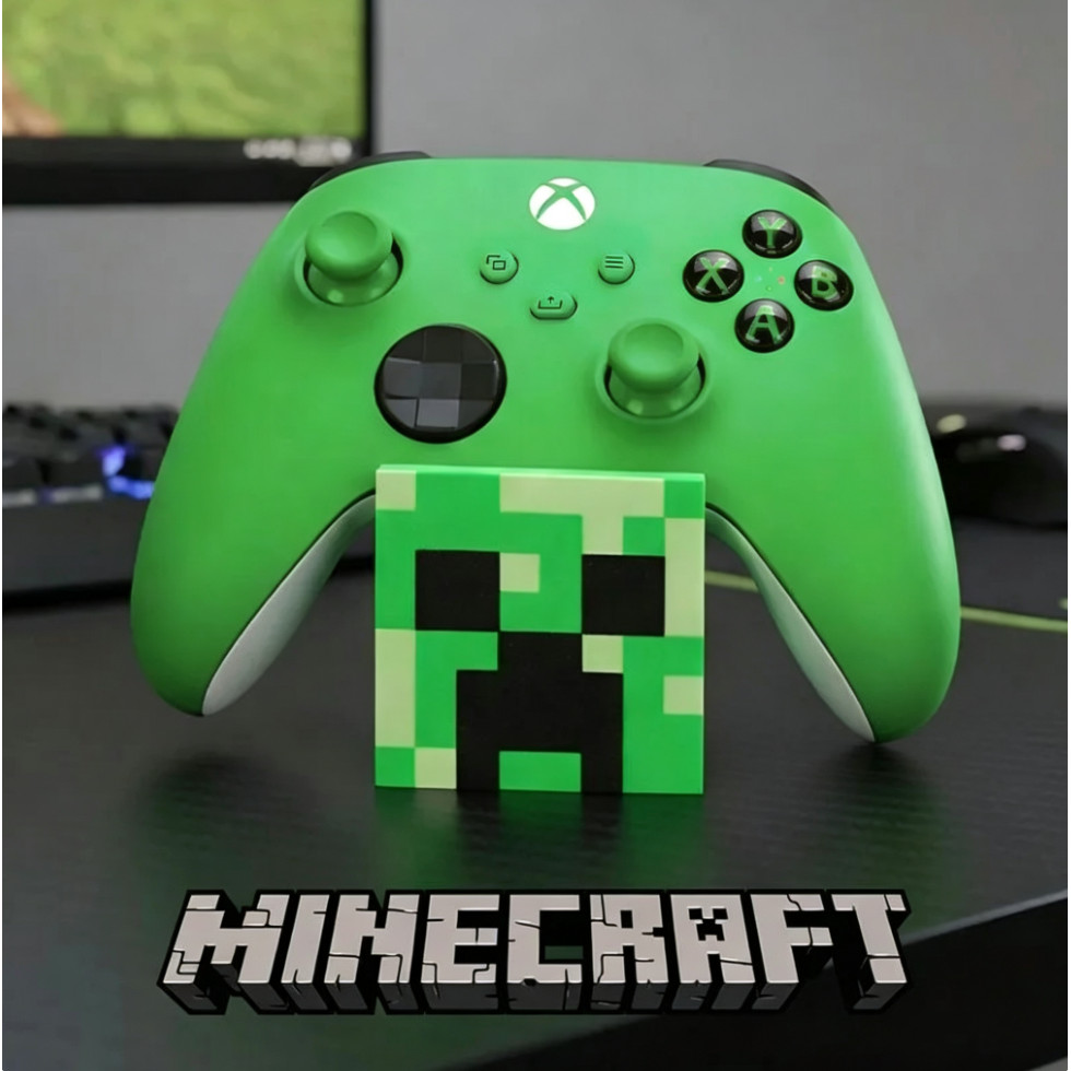 Pixel Monster Block Game Controller Holder, 3D‐Printed Retro Pixel Cube Gamepad Display Stand, Unive