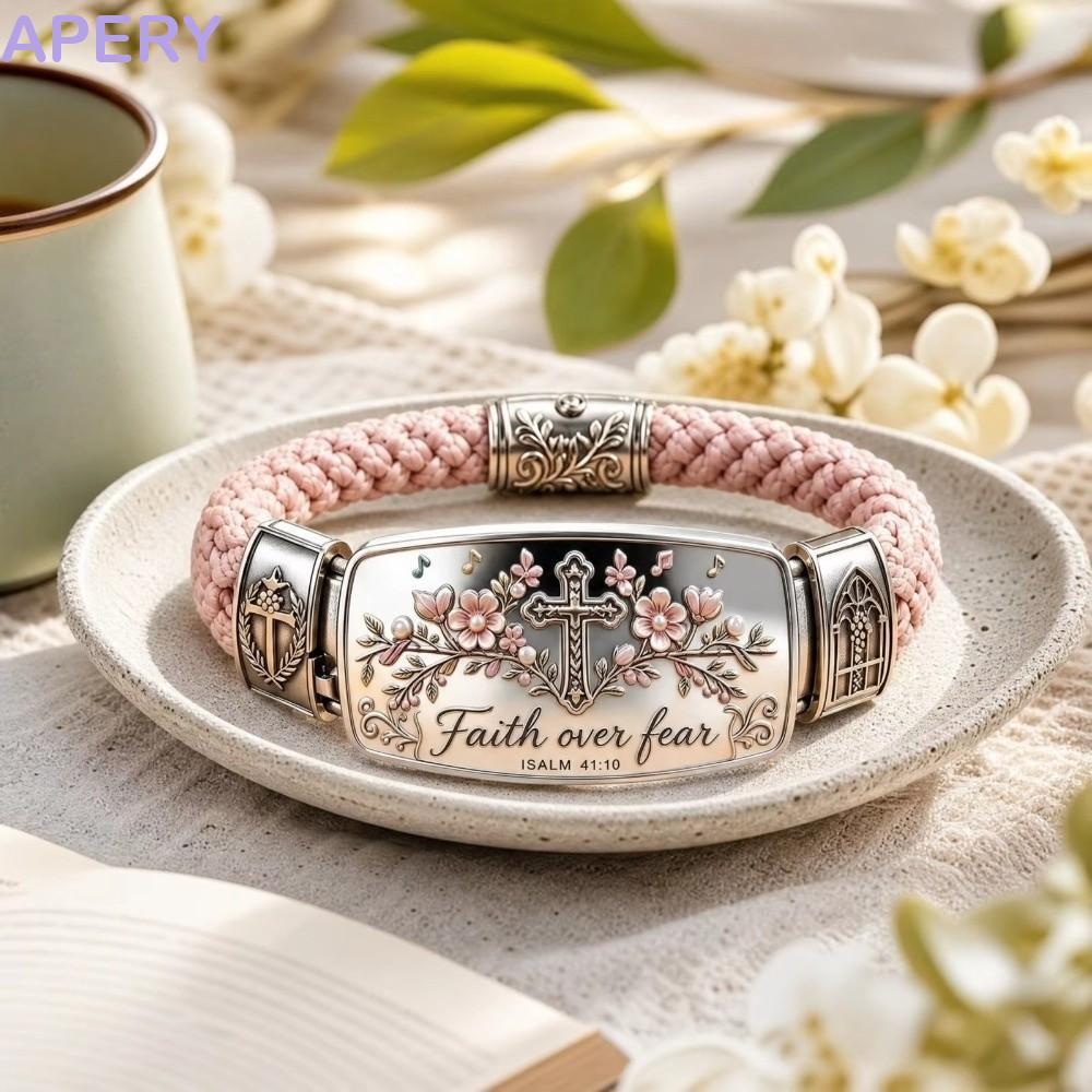 APERY Faith Over Fear Bracelet, Faith Over Fear Bible Verse Cross Faith Bracelet, คาทอลิกสวดมนต์ทางศ