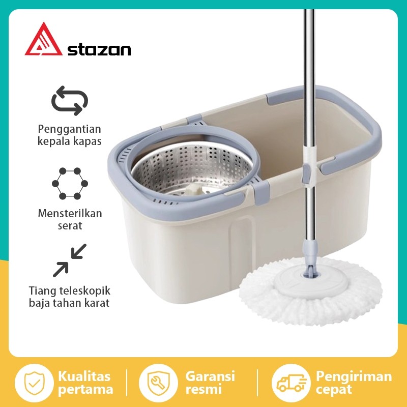 ไม้ถูพื้น Stazan พร้อมลูกกลิ้ง 360° ไม้ถูพื้น Spin Mop อัตโนมัติ Spin Mop VIRAL STORE 4 TKV 4