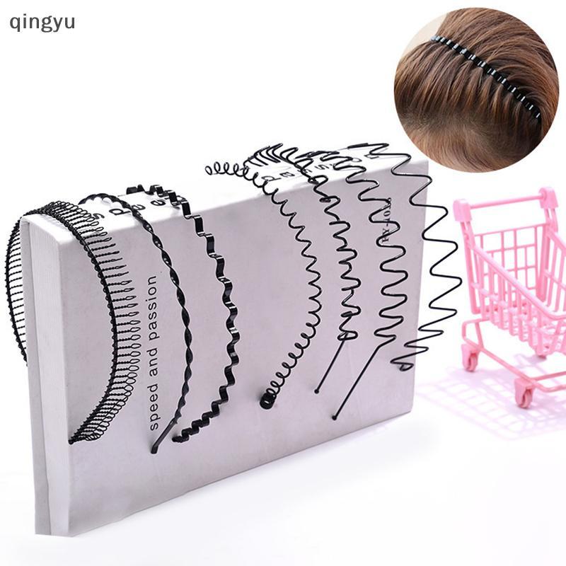 [qingyu] โลหะผู้ชายผู้หญิง U Nisex Wave ห่วงผมล้างหน้ากว้าง 5 มม.แฟชั่น Simple Sport Hairband เครื่องประดับผมสต็อกใหม่