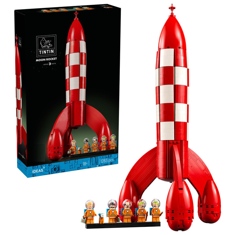บล็อกตัวต่อที่เข้ากันได้ Tintin Adventures Tintin Tintin Moon Rocket 21367 เด็กประกอบของเล่นชาย