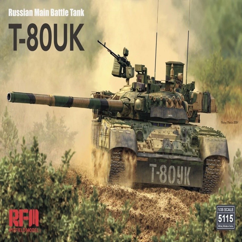 RYEFIELD 5115 1/35 รัสเซียหลัก Battie Tank T-80UK รุ่นเปลือกที่ว่างเปล่า