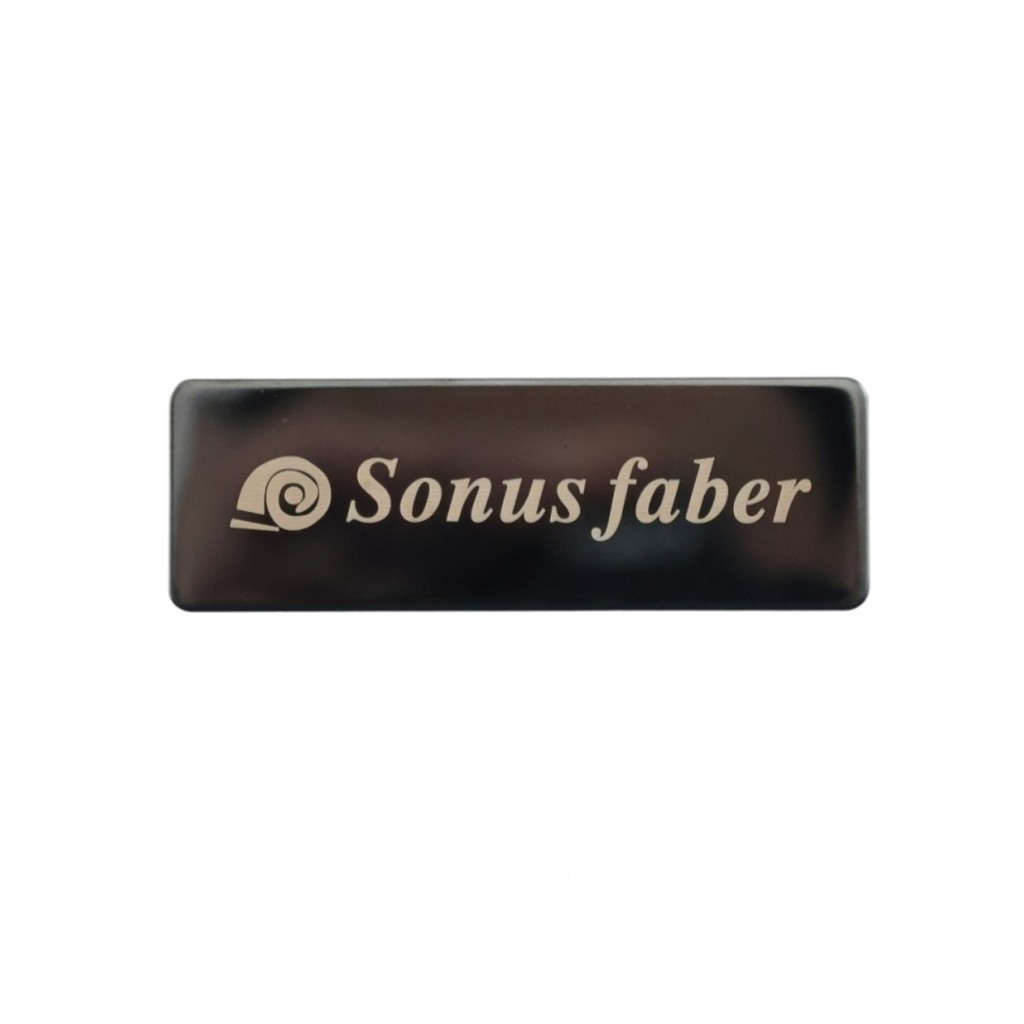 Sonus faber สแตนเลสปรับแต่งป้ายโลโก้ 60mm(2.36")X20mm(0.78") สีเทาเข้ม