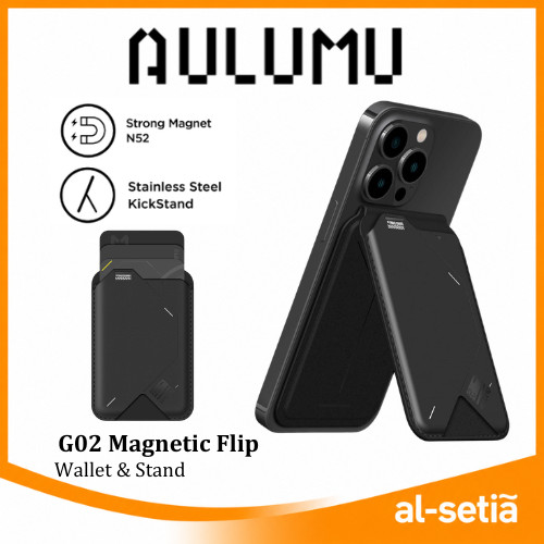AULUMU G03 / G02 Magnetic Wallet Card Holder with Kickstand Strong Magnet RFID / หนังมังสวิรัติ