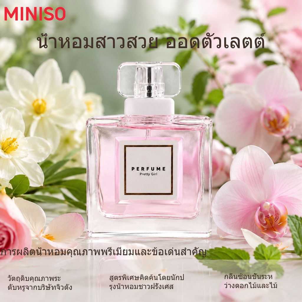 MINISO Pretty Girl Perfume 30ml น้ําหอม หอมหวานละมุน ฟีลสาวหวาน ไม่ฉุน พกพาง่าย