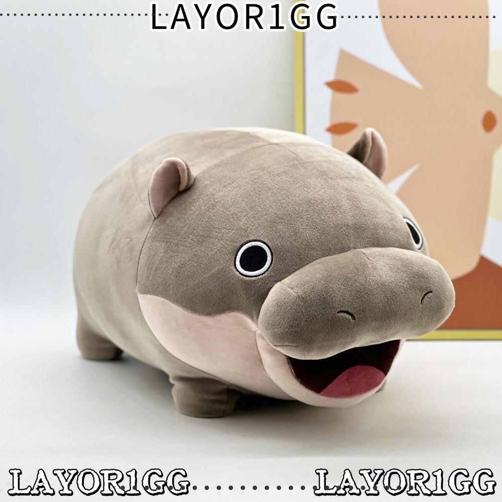 LAYOR1GG Moo Deng Hippo Plush, ตุ๊กตาสัตว์ Kawaii Moo Deng ของเล่นตุ๊กตา, Hugable Soft Pygmy Hippo P