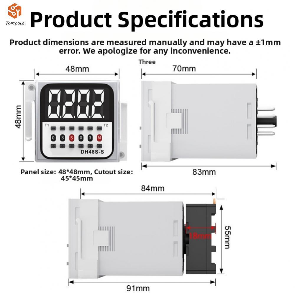 Digital Timer Relay DH48S 45x45mm Cutout ขนาด 0.01 วินาที 99H AC220V DC24V