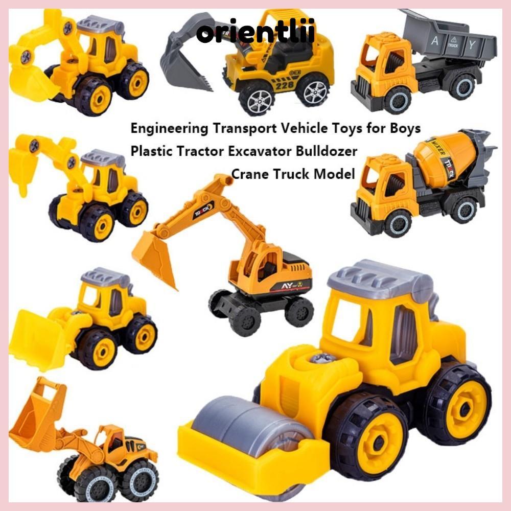 ORIENTLEE วิศวกรรมยานพาหนะขนส่งของเล่น,Drop Resistance Children Collection Tractor Excavator Bulldoz