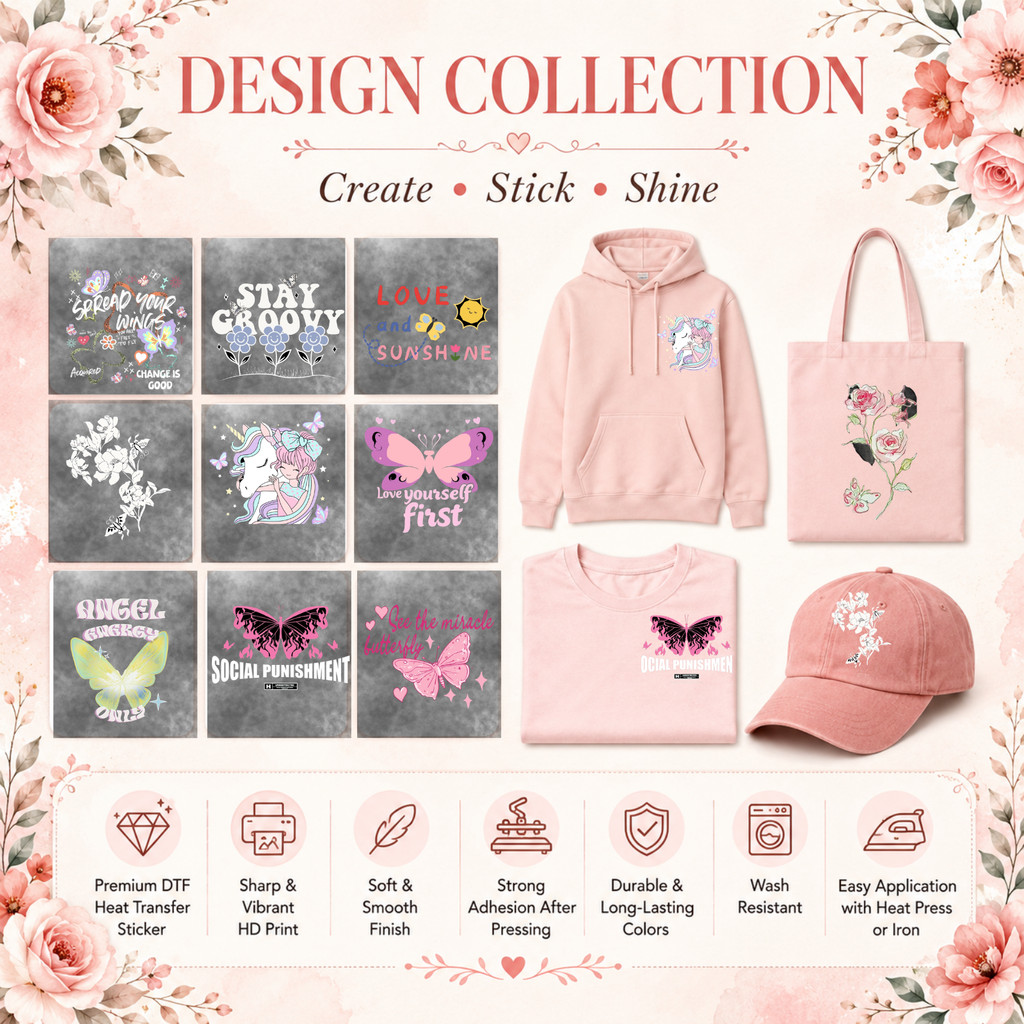 Sweet Flora Series 2.0 DTF Thermal Transfer Sticker HD Print Easy Iron For T-Shirt Tote Bag