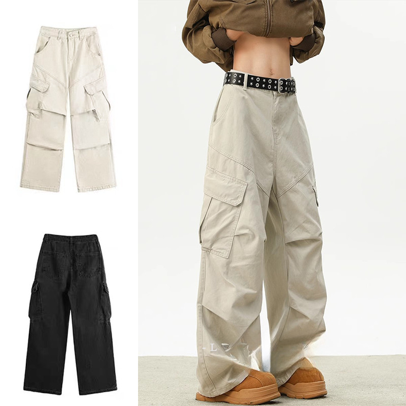 Men Overalls Multi-pocket Overalls Straight Pants Men Casual Pants Jogging Pants American Retro Pant