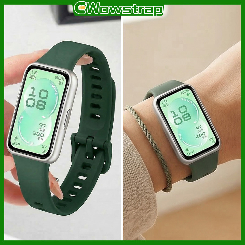 สายซิลิโคนกีฬาอ่อน อุปกรณ์เสริมสายพานยางปรับได้ for Huawei Band 11 11 Pro 10 9 8 NFC