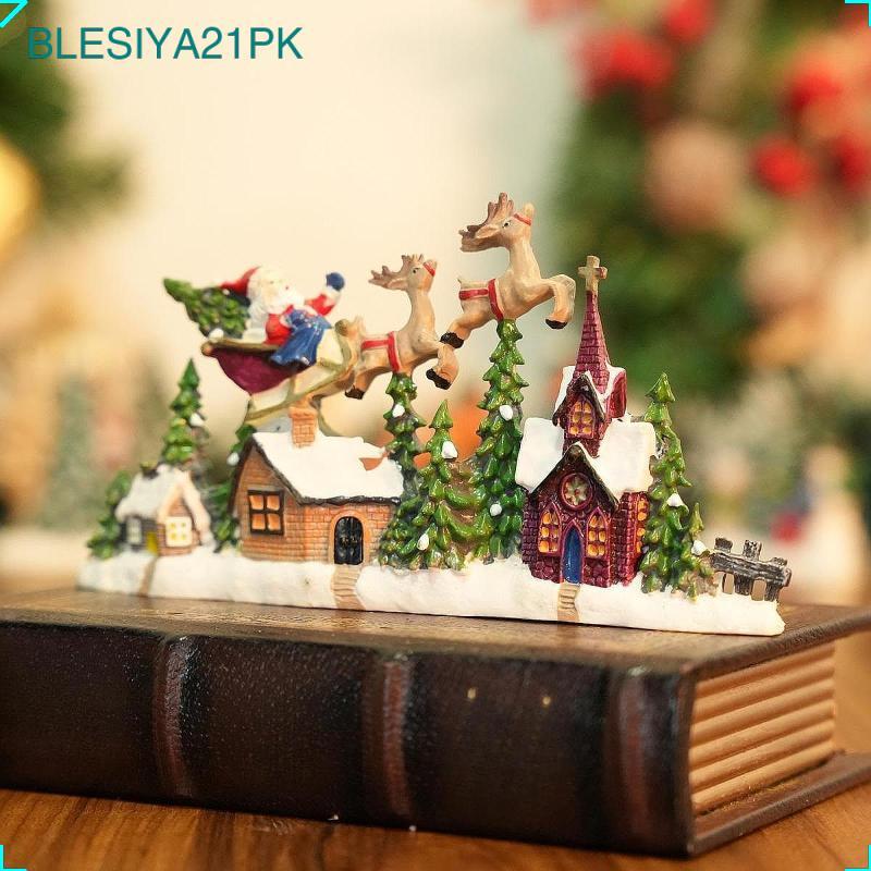 [blesiya21pk] ตุ๊กตาซานตาคลอสเรซิ่นเครื่องประดับตั้งโต๊ะคริสต์มาส Village House Centerpiece สําหรับต