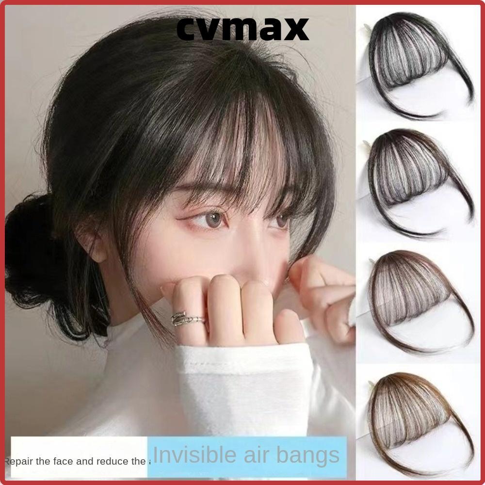 CVMAX Air Bangs Hairpiece, สีดําสีน้ําตาลผู้หญิง Mini Fake Bangs, สําหรับสาวสังเคราะห์ Hairpiece Ext