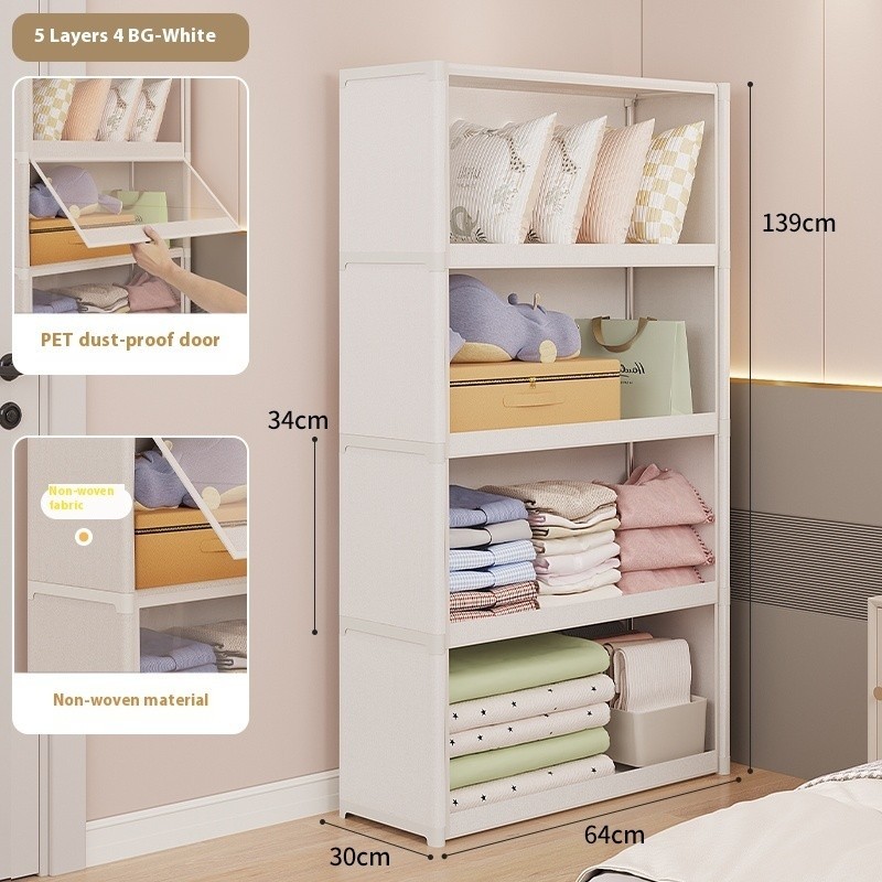 Transparent Multipurpose Storage Cabinet Bookcase Cabinet Clothes Organizer Storage Dustproof