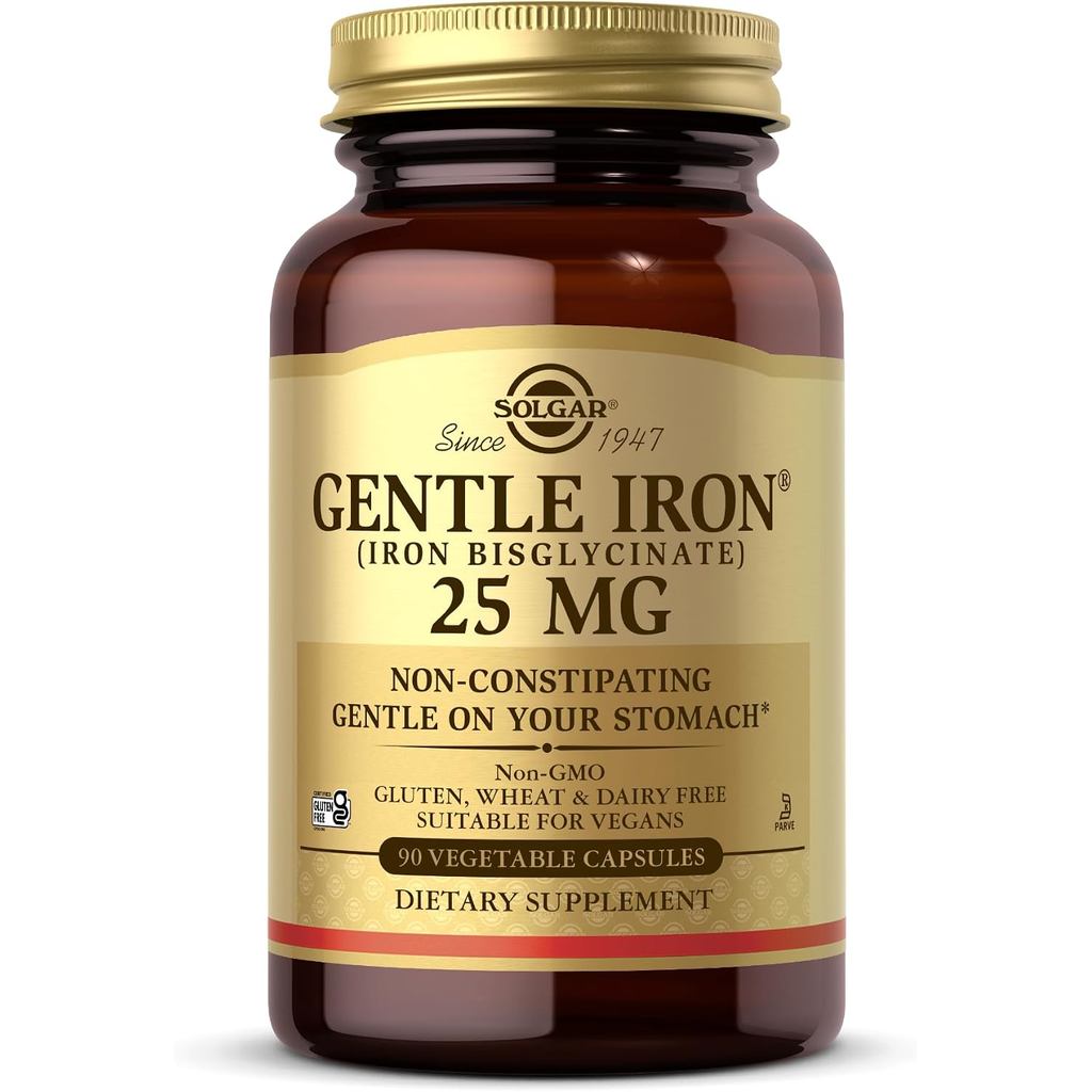 Solgar Gentle Iron 25mg, 90 แคปซูลผัก - อ่อนโยนต่อท้อง