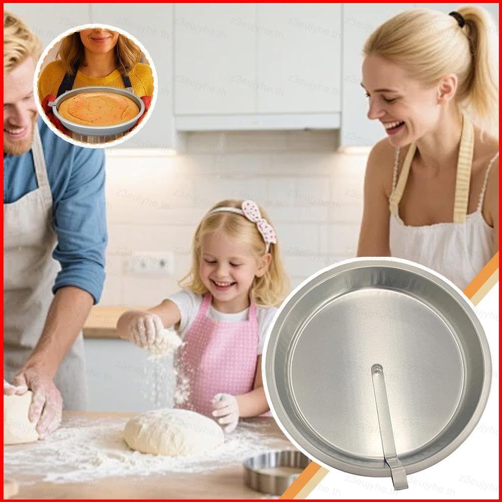 EU รอบสแตนเลสเค้ก Pan 24.7 ซม.ถาดอบพิซซ่าจาน DIY แม่พิมพ์ครัว Bakeware YH