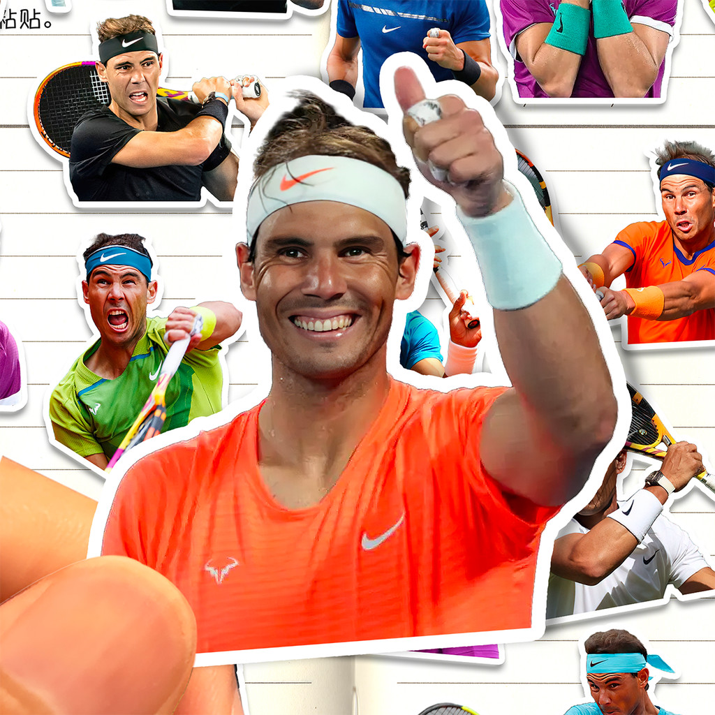 Rafael Nadal สติกเกอร์ HD กันน้ํานักกีฬาเทนนิส Rafael Nadal Bean สติกเกอร์ตกแต่งภาพวาด
