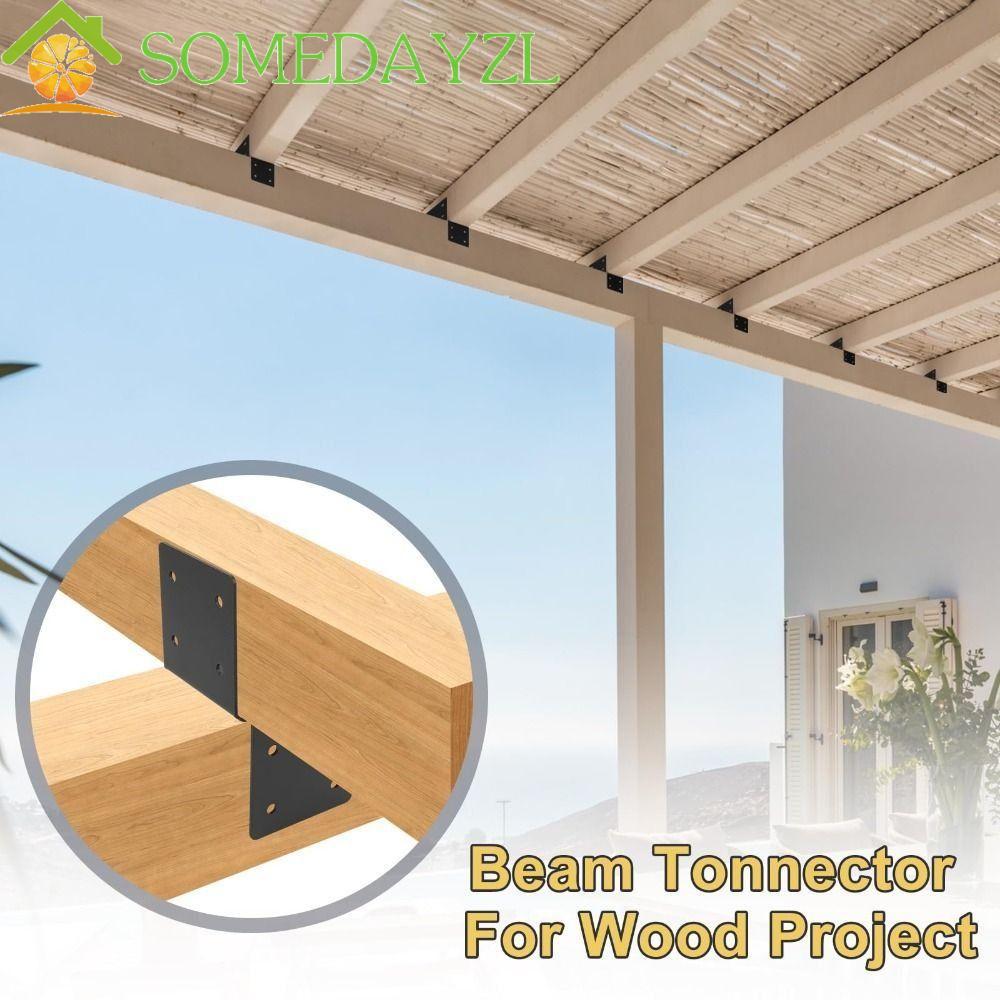 SOMEDAYZL Pergola Brackets, Heavy Duty Black Pergola ชุด, Connector พร้อมสกรูโลหะปรับ Beam Connector