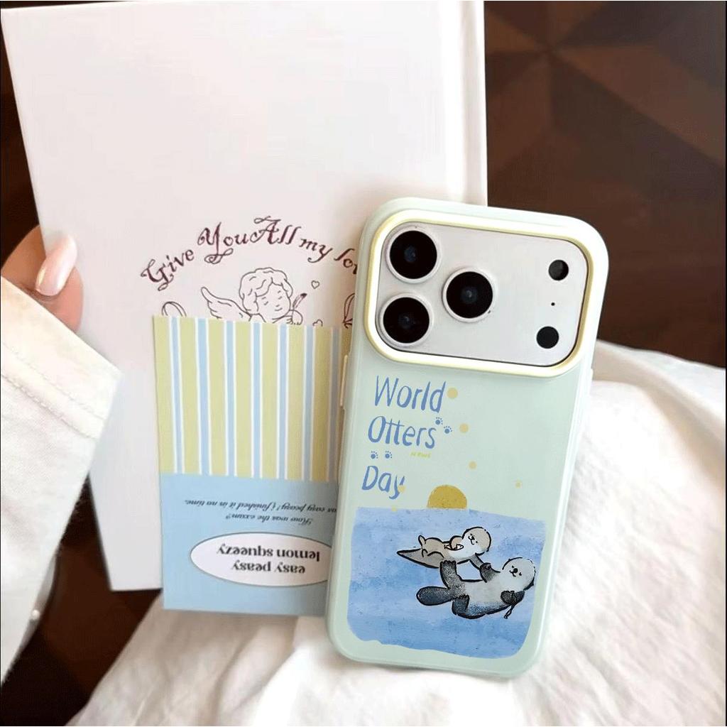 Elegant World Otters Day Otters Day เคสนากสําหรับ iPhone17/16ProMax15/14/13Pro