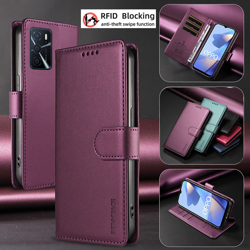 ซองหนังสําหรับ OPPO A78 A57 A56 A55 A54 A53 A17 A16 A7 A6 A5CK Realme C85 C83 C75 C63 C61 C53 Pro สี