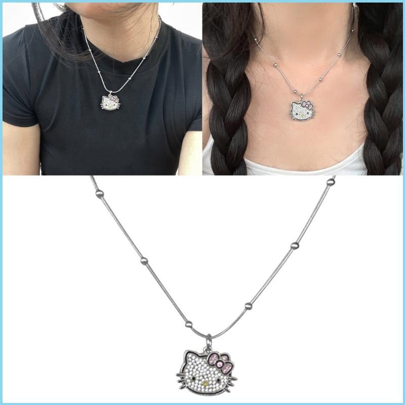 EZR DIY ลูกปัดโซ่แมวสร้อยคอChokerแมวน่ารัก Charm Clavicle CHAIN สําหรับผู้หญิง Egirls Kitty Cat จี้ส