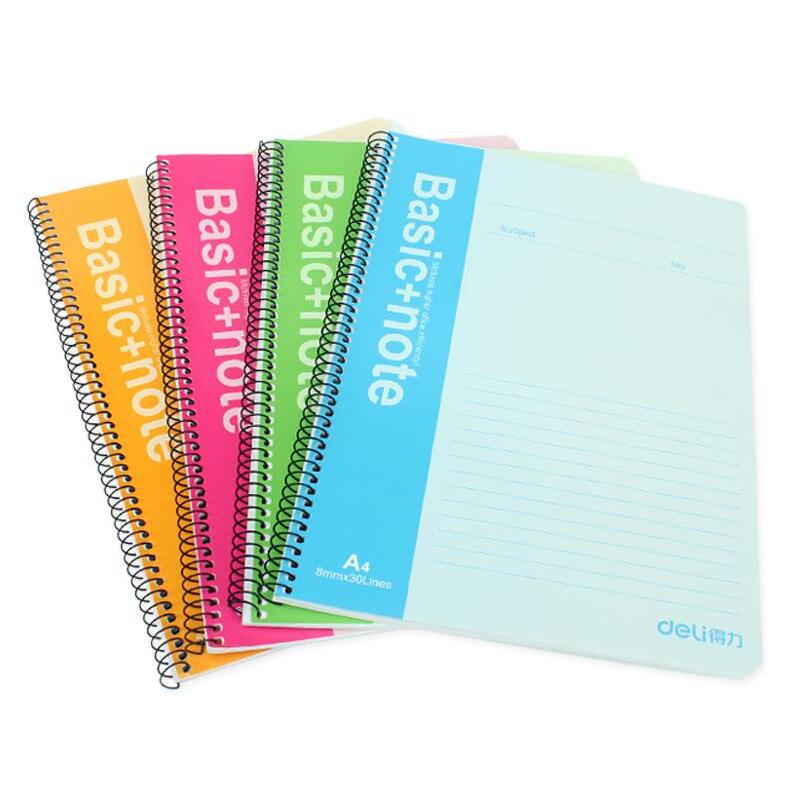 ต้นฉบับของแท้ Deli Spiral Notebook A4 Coil Notebook A4 Notebook 80 หน้า NO.7689