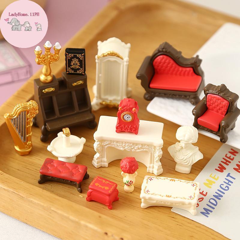 LadyHome 1/12 ตุ๊กตาจําลองเฟอร์นิเจอร์ขนาดเล็กรุ่นตุ๊กตาห้องนั่งเล่นฉากตกแต่งตุ๊กตาบ้านเครื่องประดับ