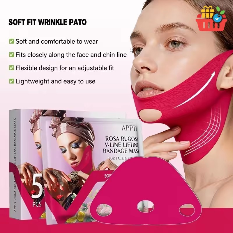 [ในสต็อก] Firm Lift Bandage - APPTI Rose Collagen Ear-Loop Mask - Hydrating V Shape Facial Masks - ส