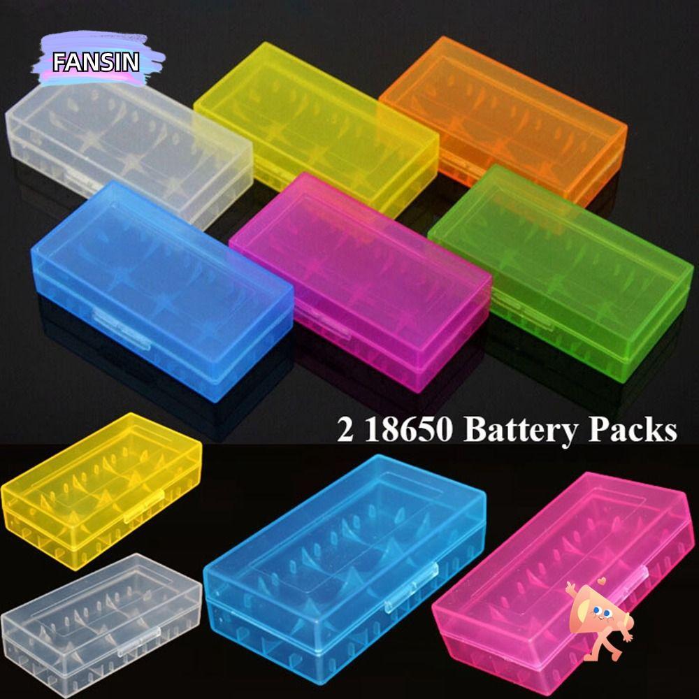 FANSIN Battery , กล่องแบตเตอรี่ AA 18650 พลาสติก 4 ก้อน, กล่องแบตเตอรี่แบบพกพา Coloful กันลื่น 18350