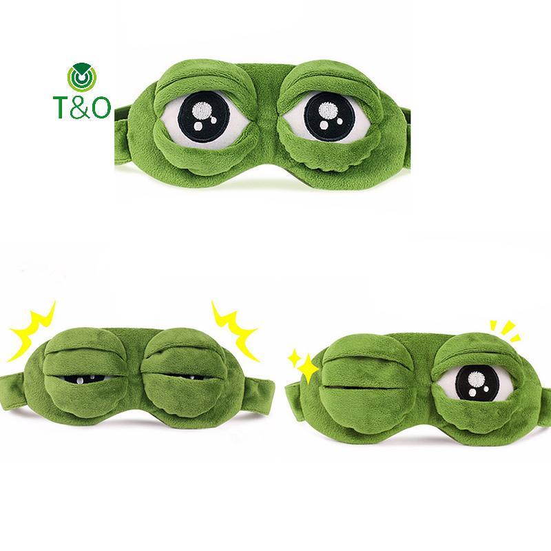 T&O Frog Sad frog 3D Eye Mask Cover Sleeping Funny Rest Sleep ของขวัญตลก