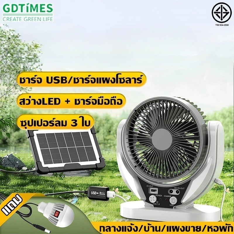 6นิ้ว พัดลมโซล่าเซลล์ Solar fan (ฟรี1สว่างLED) มอเตอร์เยอรมันในตัว พลังงานแสงอาทิตย์ ทนทาน พัดลม
