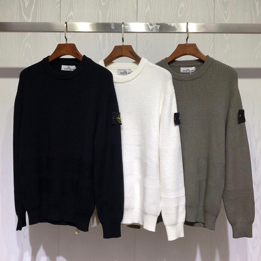 TUFE หินเกาะรอบคอฤดูใบไม้ร่วงฤดูหนาว Warm ด้านในด้านนอก Ribbed เย็บถักเสื้อกันหนาวผู้ชายผู้หญิงสไตล์