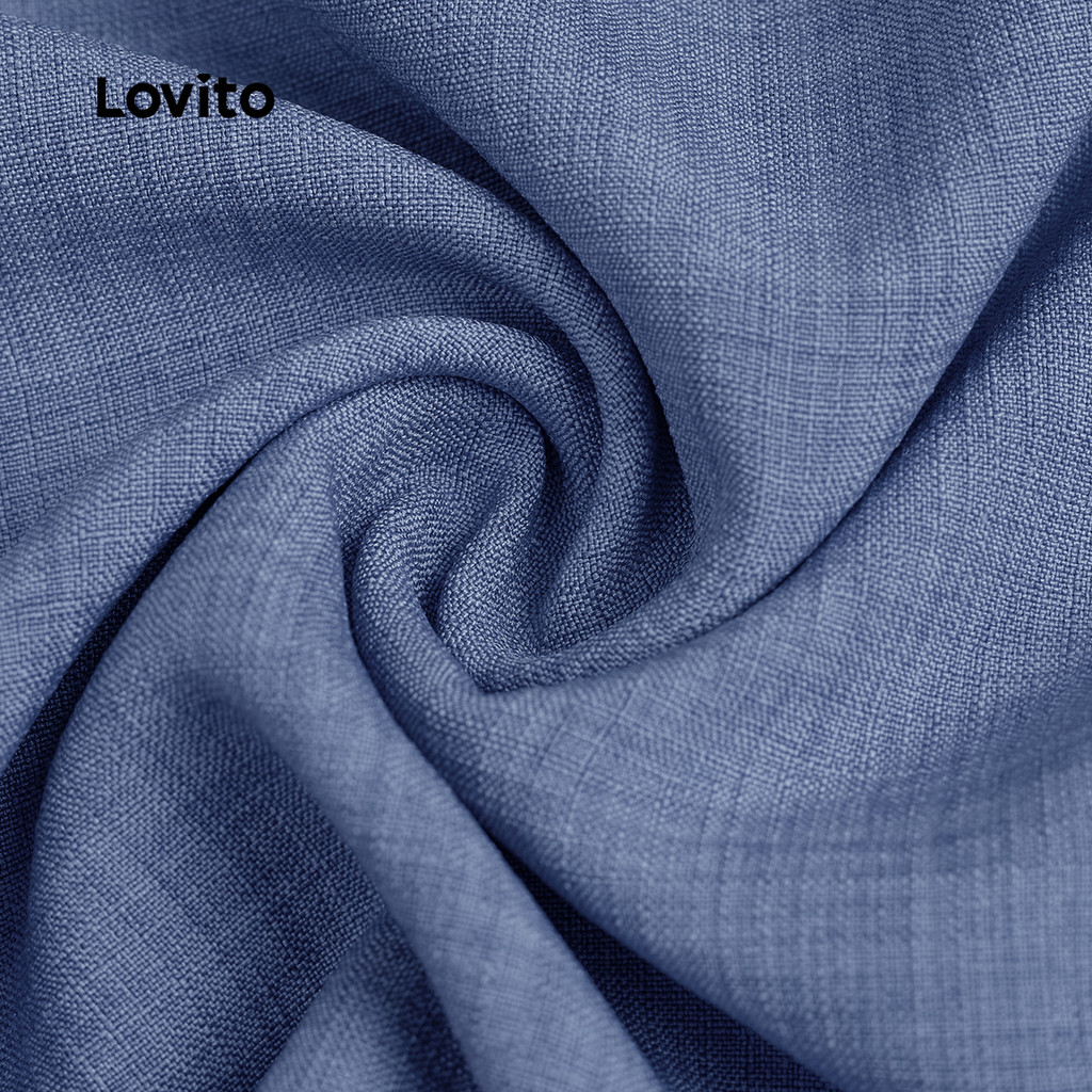 Lovito فستان نسائي طويل أزرق بكسرات — صورة 2
