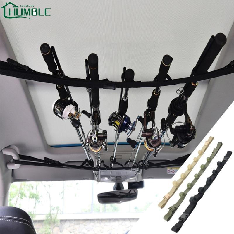 Humble Vehicle Fishing 5 Rod Holder Nylon Car Fishing Rod Carriers Adjustable Strap Rack