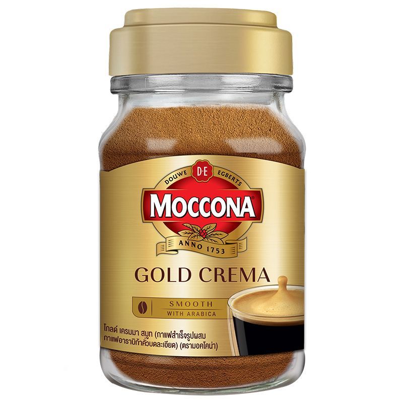 มอคโคน่าโกลด์เครมมาสมูทกาแฟสำเร็จรูปผสมกาแฟคั่วบดละเอียดขวด 100กรัม Moccona Gold Crema Smooth Instant Coffee Jar 100g.