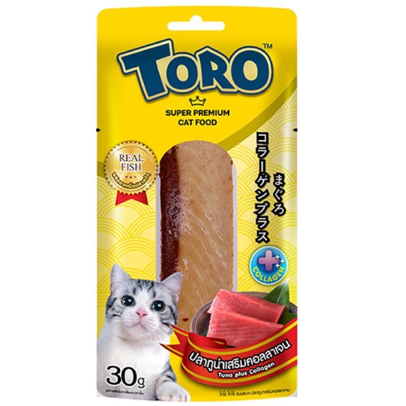 Toro โทโร่ ขนมแมวเนื้อปลาทูน่าผสมคอลลลาเจน 30 g Toro Cat Treat Tuna Fillet Mixed Collagen 30 g