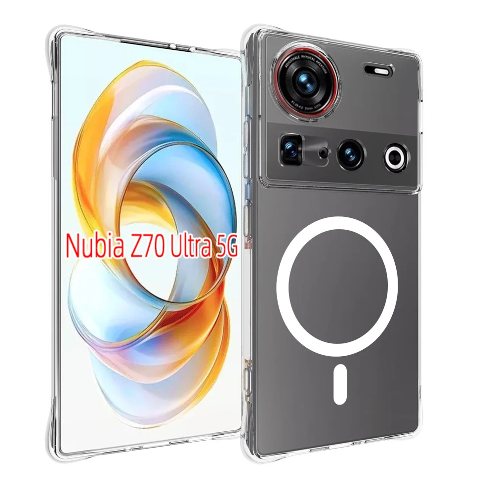 ZTE Nubia Z70 Ultra Magnetic Wireless Charger Case Air Cushion ซิลิโคนกันกระแทก TPU ฝาหลังนุ่มสําหรั