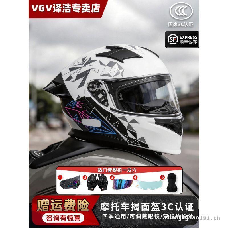 ((ในสต็อก) 2026 สไตล์ใหม่ 3C ได้รับการรับรอง VGV รถจักรยานยนต์หมวกกันน็อคผู้ชายผู้หญิงกระจกคู่เปิดเผ