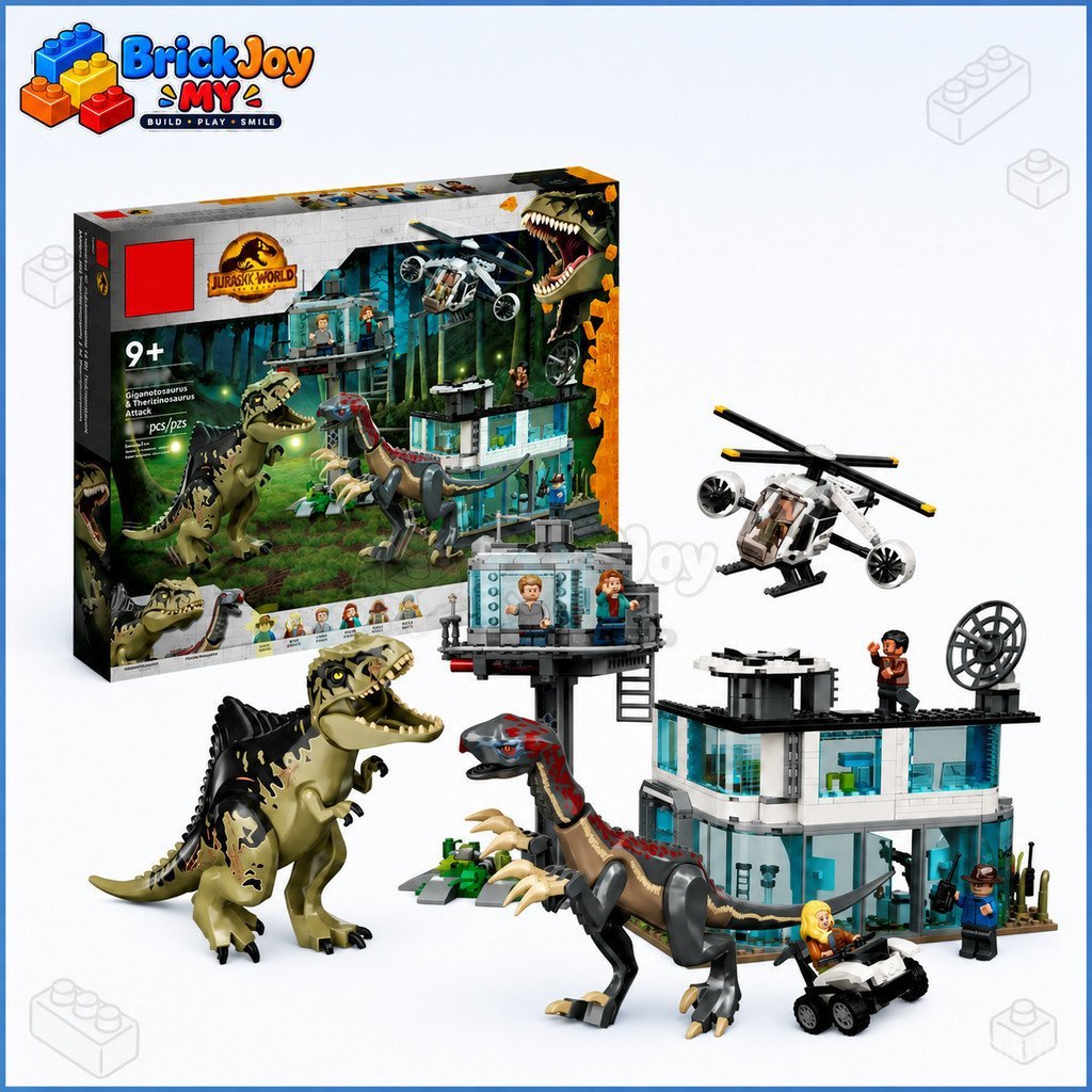 ในสต็อกJurassic World Series 76949 Giganosaurus & Therizinosaurus Attack Building Block Assembly Orn