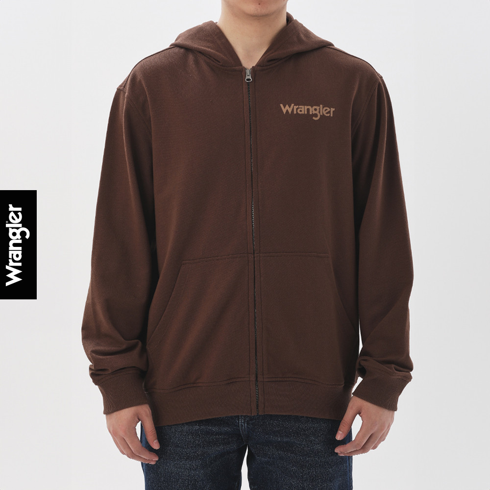 WRANGLER เสื้อฮู้ดดี้มีซิปผู้ชาย รุ่น WR F425MZIPF42 สีน้ำตาล