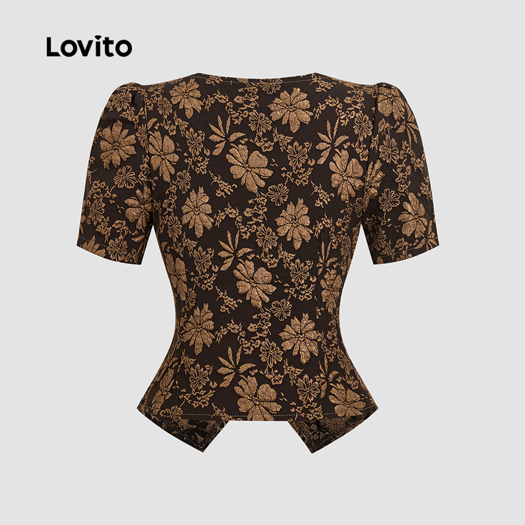 Lovito قميص نسائي أبيض بأزرار — صورة 7