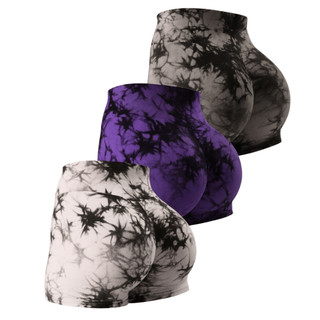 Kit 3 Shorts Fitness Tie Dye Empina Bumbum Feminino Academia e Yoga camuflado